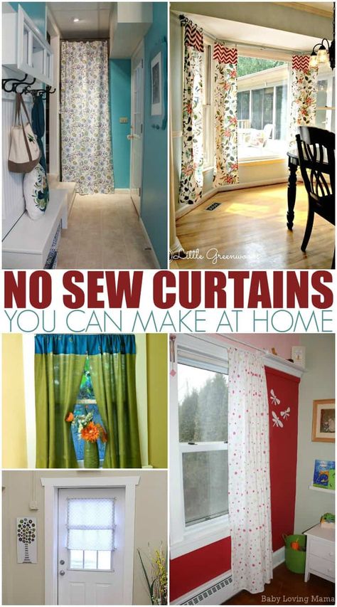 Rideaux Boho, Sew Curtains, Curtains Diy, Easy Home Improvement Projects, Homemade Curtains, No Sew Curtains, Drop Cloth Curtains, Farmhouse Curtains, Boho Curtains