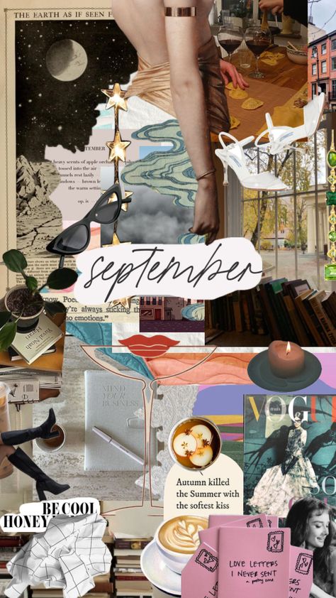 #september #septembermoodboard #fyp September Aesthetic Month, September Wallpaper, Soul Collage, Artsy Background, Nyc Instagram, Vision Board Wallpaper, Hippie Wallpaper, Aesthetic Collage, Journal Covers