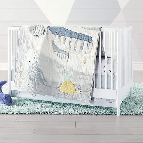 Baby Under the Sea Ocean Crib Bedding Nursery Decor  #baby #infant #newborn #crib #nursery #nurserydecor #bedding #cribbedding #ocean #sea #affiliate Rug Under Bed, Nursery Grey, Ocean Nursery Decor, Under The Sea Nursery, Coastal Nursery, Neutral Crib, Wall Decals Nursery, Crib Bedding Boy, Sea Nursery