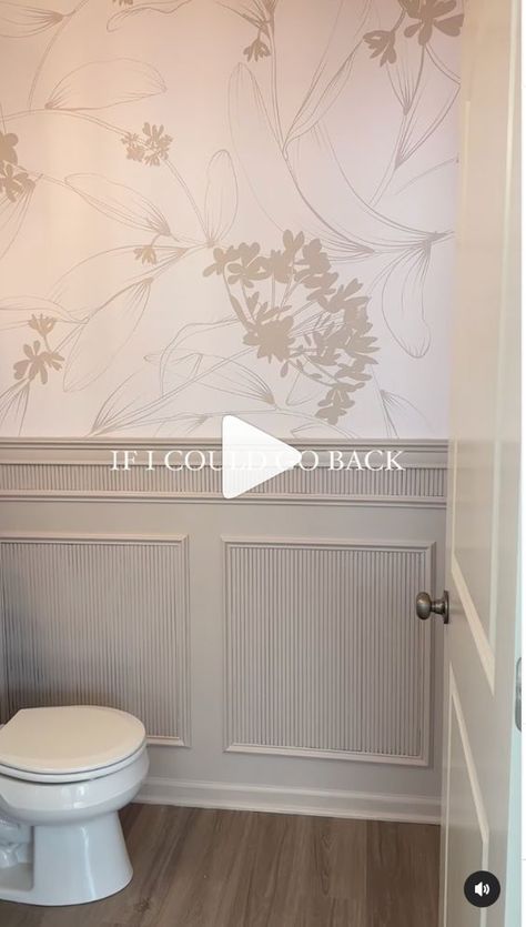 Bathroom With Moulding, Box Molding Bathroom, Small Guest Bathroom Ideas Decor, Powder Room Trim, Behind Toilet Ideas, Toilet Room Ideas Master Bath, Powder Bathroom Ideas Half Baths, Modern Wainscoting Ideas, Half Bathroom Wallpaper