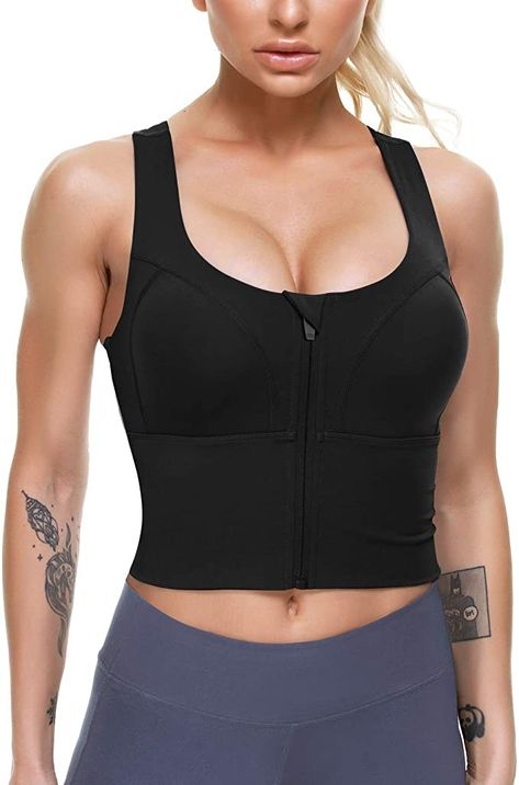 Fitness, clothing, sports bra, sports activities, sport's clothing, active wear Character Costume Ideas, Bra Crop Top, Front Zip Sports Bra, Camisole Bra, Supportive Sports Bras, Character Costume, Bra For Women, Style Sportif, Strappy Sports Bras