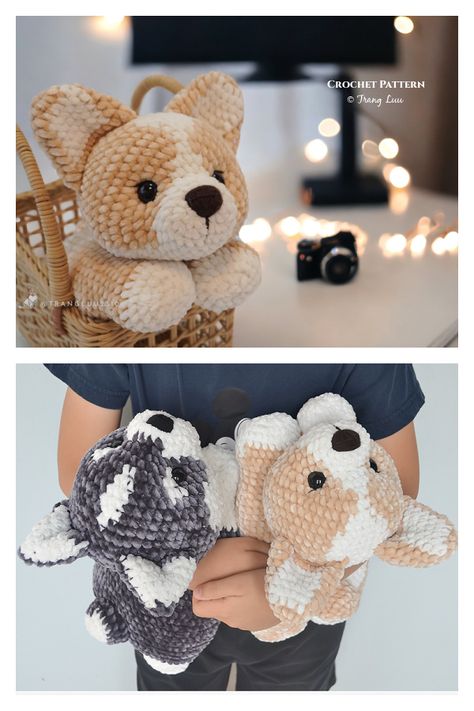 Amigurumi Corgi, Gifts Crochet, Crochet Dog Patterns, Crochet Tutorial Pattern, Crochet Toys Free, Easy Crochet Animals, Keychain Crochet, Cozy Crochet Patterns, Crochet Animals Free Patterns