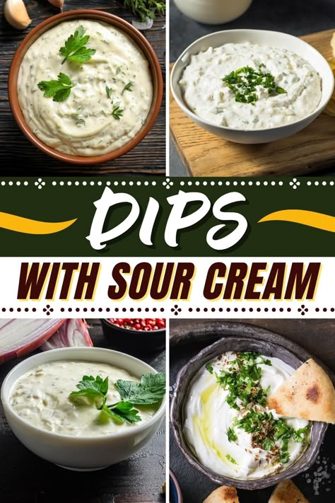 Dips With Sour Cream, Easy Sour Cream Dip, Sour Cream Veggie Dip, Chive Dip Recipes, Sour Cream Chip Dip, Recipes Using Sour Cream, Sour Cream Dip Recipes, Best Dips, Sour Cream Chips