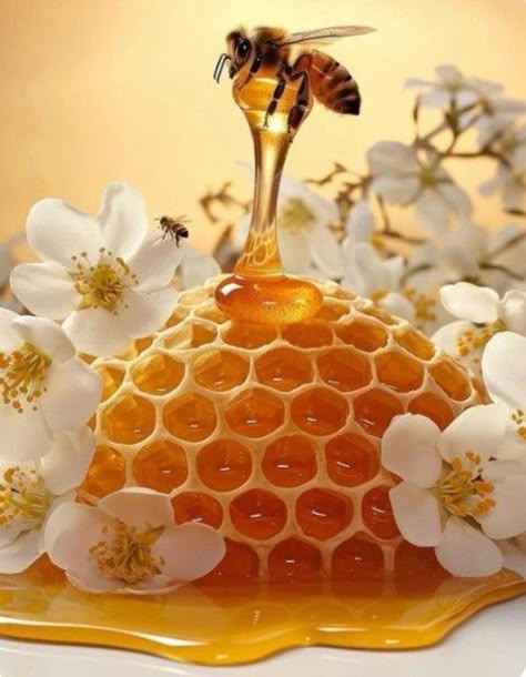 Honeycomb Dripping Honey, Honeycomb Images, Honey Bee On Flower, Bee Honey Design, Bee Pictures Art, Honey Background, Honey Wallpaper, Honey Pictures, Honeycomb Art