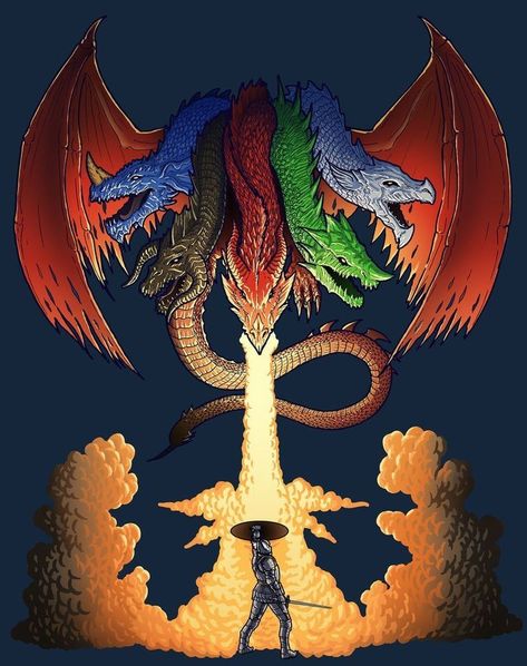 Dragons Cartoon, Dungeons And Dragons Cartoon, Tiamat Dragon, Chromatic Dragon, Arte Nerd, Dungeon And Dragons, Dungeons And Dragons Art, Dnd Monsters, Dragon Pictures