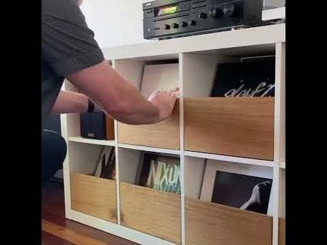 Ikea Hack Vinyl Storage, Billy Bookcase Vinyl Records, Ikea Hack Record Storage, Record Cabinet Diy, Kallax Record Storage, Diy Record Storage, Vinyl Record Storage Ikea, Ikea Vinyl Storage, Ikea Record Storage