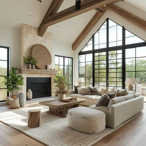 Modern Rustic Living Room, French Country Living Room, Modern Farmhouse Living, Fancy Houses, Modern Farmhouse Living Room, Country Living Room, Farmhouse Interior, Rustic Living, Rustic Living Room