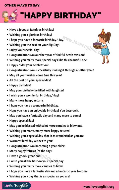 Birthday Wishes: 35 Funny Ways to Say Happy Birthday in English - Love English Happy Birthday Another Word, Cool Birthday Wishes For Best Friend, How To Wish Happy Birthday, One Word Birthday Wishes, Wish Birthday For Friend, Birthday Wishes Bestie, Brdy Wishes, Aesthetic Birthday Wishes For A Friend, Wishes For Best Friend Birthday