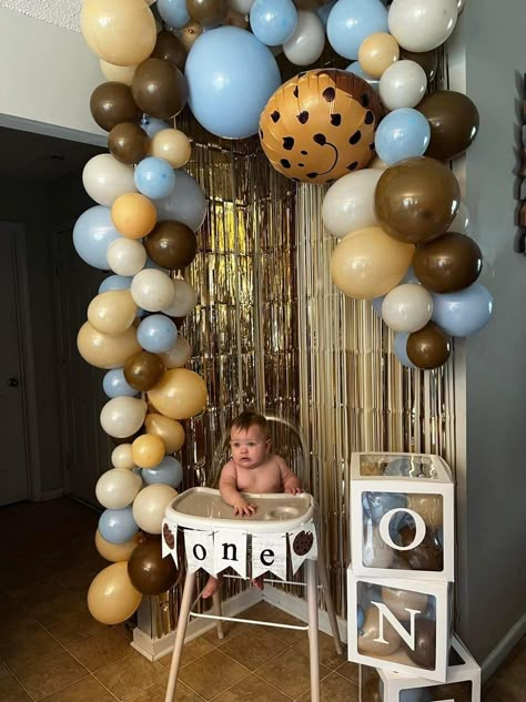 First birthday decorations Chocolate Chip Cookie First Birthday, 1st Birthday Cookie Theme, Cookie Balloon Garland, One Tough Cookie Birthday Party Girl, Milk And Cookies First Birthday Decorations, One Sweet Cookie Birthday, First Birthday Cookie Theme, Tough Cookie Birthday Party, Sweet One Boy First Birthday