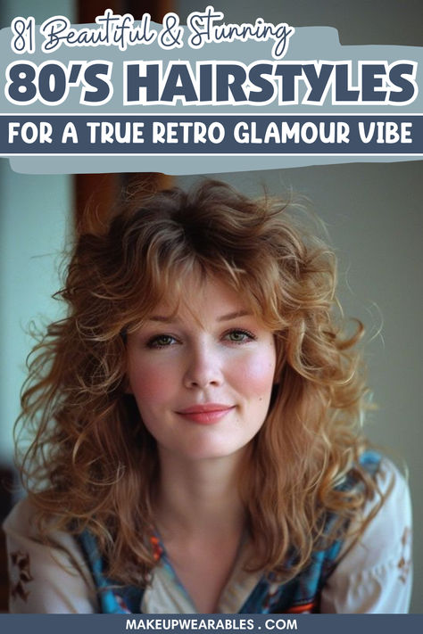 80’s Hairstyles Sjp Hair Curly, 80s Hair With Bandana, 80s Hairstyles For Medium Hair, 1980s Hairstyles Woman, 1980s Womens Hair, 80s Womens Hairstyles, 1981 Hairstyles, How To Style 80s Hair, How To Make 80s Hair