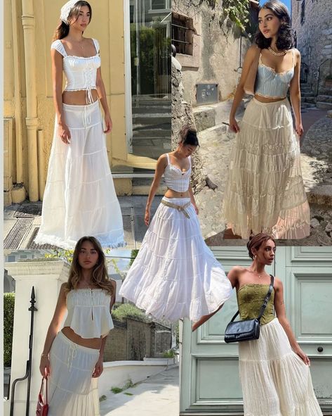 Outfits Ideas With Long Skirts, Fashion Festival Outfits, Aesthetic Italy Outfits, Thailand Inspo Outfits, Summer Vietnam Outfit, Cute Summer Outfits Vacation, Europe Aesthetic Outfit Summer, How To Dress In Bali, Summer Vacation Aesthetic Outfits