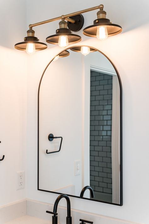 Arched mirrors are making waves in the design world this year, gracing the top of 2024's trending styles lists! With their elegant curves and ability to add a touch of sophistication to any space, it's no wonder they're becoming a favorite.⁠ ⁠ What's your take on this trend? Are you ready to embrace the charm of arched mirrors, or are you leaning towards different styles? Let us know in the comments! 👇⁠ Powder Room Arched Mirror, Arched Mirror With Light Above, Arched Vanity Mirror, Arch Mirror Bathroom, Arched Mirrors, Backlit Bathroom Mirror, Curved Mirror, Bathroom Transformation, Arched Mirror