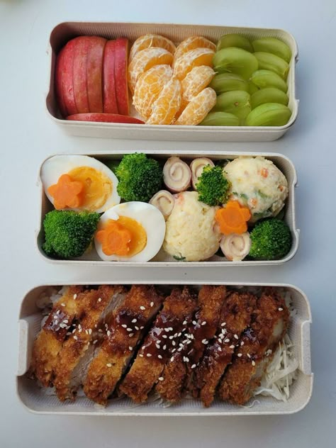 Tonkatsu Bento I Made For Lunch Bento Box Lunch Ideas, Box Lunch Ideas, Bento Box Recipes, Bento Box Lunches, Lunch Box Idea, Lunch For School, Bento Lunch Ideas, Bento Food, Box Lunches