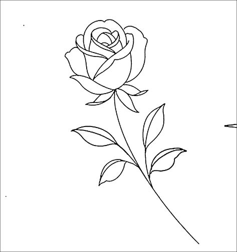 Rose With Stem Outline, Rose Tattoo Design Outline, Rose Flash Tattoo, Simple Rose Outline, Rose Outline Drawing, Rose Line Art, Rose Outline, On Tattoo, Cool Tattoo Drawings