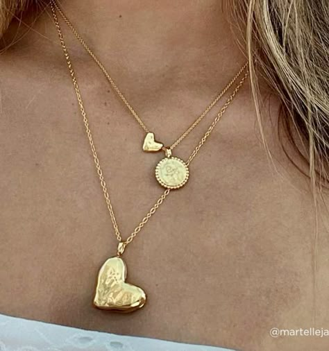 Monica Vinader heart and Deia necklaces Feminine Heart Charm Necklace, Gold Heart Necklace With Vintage Charm, Gold Heart Charm Choker Jewelry, Gold Heart Charm Choker, Monica Vinader Necklace, Asian Makeup Tips, Necklace Stacks, Jewelry Packaging Design, Silver Clay