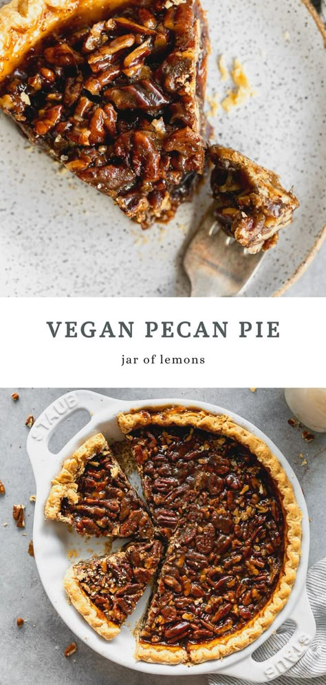 Sweet, delicious, and easy to make, this Vegan Pecan Pie recipe is melt-in-your-mouth perfection. Made with your choice of a homemade or store-bought vegan pie crust and simple, everyday pie filling ingredients, you’ll love how perfect this Vegan Pecan Pie is for any holiday occasion! Vegan Pecan Pie Recipe, Vegan Thanksgiving Dessert, Vegan Pies Recipes, Vegan Pecan Pie, Vegan Pies, Vegan Tarts, Vegan Pie Crust, Vegan Pecan, Vegan Pastries