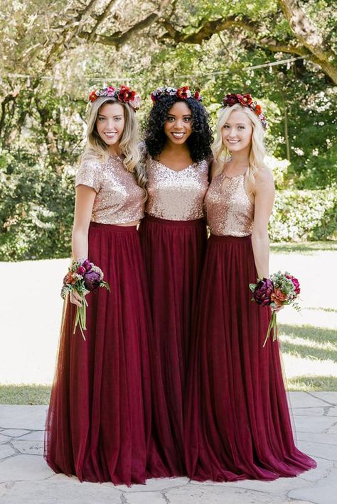 Sequin Bridesmaid Dresses That Youll Like ★ #bridalgown #weddingdress Alternative Bridesmaid Dresses, Two Piece Bridesmaid Dresses, Rose Gold Bridesmaid Dress, Gorgeous Bridesmaid Dresses, Unique Bridesmaid Dresses, Rose Gold Bridesmaid, Fall Bridesmaid Dresses, Stunning Bridesmaid Dresses, Sequin Bridesmaid