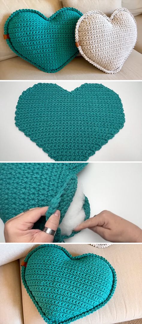 Crochet Heart Pillow: Crafting Love in Every Stitch - CrochetBeja Heart Pillow Knitting Pattern, Heart Shaped Crochet Pillow, Crochet Pillow Easy, Crochet Stuffed Heart Free Pattern, Crochet Small Pillow, Large Crochet Heart Pattern Free, Cute Crochet Pillows, Star Pillow Crochet Pattern Free, Free Crochet Heart Pattern