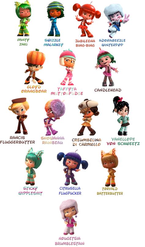 The Sugar Rush Citizens are anthropomorphic candy people who live in the game, Sugar Rush. They... Sugar Rush Characters, Wreck It Ralph Halloween Costume, Sugar Rush Racers, Wreck It Ralph Halloween, Candy People, Vanellope Y Ralph, Vanellope Von Schweetz, Wreck It Ralph, Sugar Rush