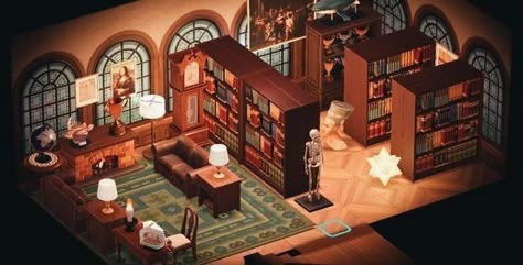 Acnh House Interior Library, Acnh Basement Library, Acnh Hhp Library, Animal Crossing Library Indoor, Basement Acnh Ideas, Acnh Library Ideas Indoor, Acnh Basement Idea, Acnh Library Ideas, Animal Crossing Library