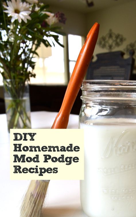 While Mod Podge is a great product and we love it, if you need to use a lot of it, it could get expensive. You can choose to make an alternative solution that is similar to Mod Podge using white gl... Mod Podge Recipe, Homemade Mod Podge Recipe, Homemade Mod Podge, Painted Furniture Ideas, Foto Transfer, Modge Podge, Diy Homemade, Crafty Craft, Crafty Diy