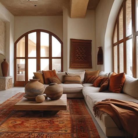 Artisanal Interior Design, Sedona Interior Design, Desert Aesthetic Interior, Santa Fe Living Room Southwest Style, Desert Room Aesthetic, Southwest Aesthetic Home, Arizona Aesthetic Decor, Spanish Inspired Living Room, Pueblo Decor