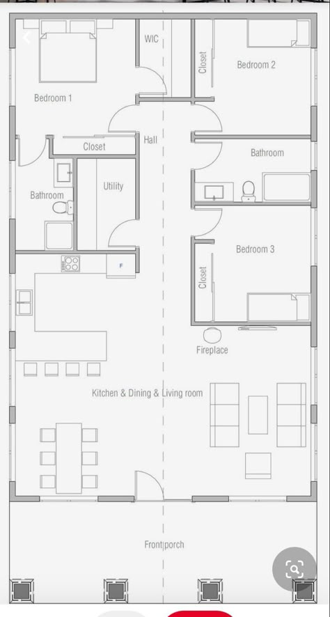 Holiday House Design, Eco House Design, Two Bedroom Apartment, Three Bedroom House Plan, Bungalow Floor Plans, House Plans 3 Bedroom, Small House Floor Plans, Building Plans House, Cabin House Plans