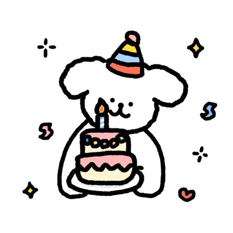 Happy Birthday Cute Sticker, Happy Birthday Cute Doodle, Happy Birthday Icons Aesthetic, Happy Birthday Stickers Aesthetic, Cute Drawings Birthday, Happy Birthday Cartoon Cute, Birthday Letters Aesthetic, Cute Happy Birthday Doodles, Birthday Icons Aesthetic