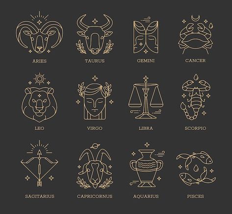 Zodiac Signs Symbols, Gold Cushions, Picture Frame Art, Gold Rug, Zodiac Art, Zodiac Symbols, Design Set, Astrology Signs, Sign Design