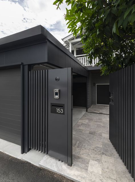 MERTHYR | Big House Little House - residential building design brisbane House Front Gate, Contemporary Gates, Home Gate Design, Gate Designs Modern, Modern Gate, House Fence Design, House Main Gates Design, Residential Building Design, Front Gate Design