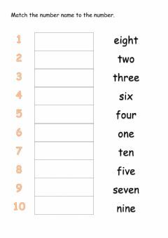 Matching Number Name to Numbers (1-10) Language: English Grade/level: Kindergarten School subject: Math Main content: 1-10 Number Names Other contents: Number Names Worksheet, Number Words Worksheets, Number Names, Homeschool Preschool Activities, Subtraction Word Problems, Math Interactive, Numbers Kindergarten, Activities Worksheet, Math Work