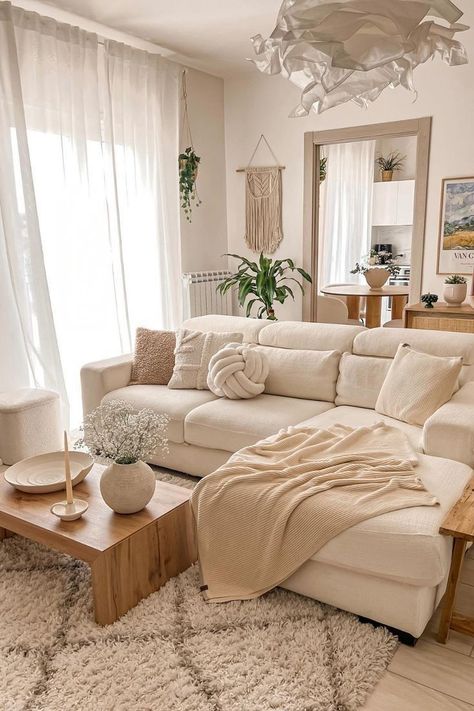 Hygge Living Room, Beige Living Rooms, Apartment Living Room Design, Dream Apartment Decor, Neutral Living Room, Apartment Decor Inspiration, Decor Home Living Room, Living Room Decor Apartment, Apartment Inspiration