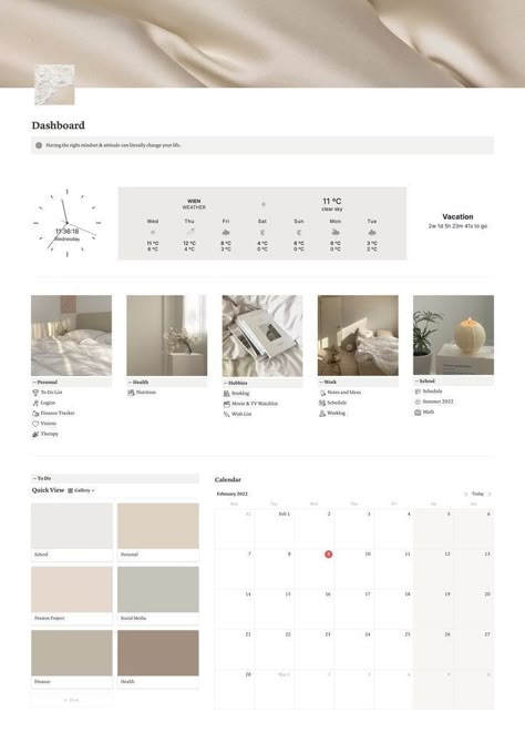 Notion Dashboard Ideas, Minimalist Notion, Notion Study, Notion Layout, Notion Organization, Study Planner Free, Notion Inspiration, Notion Board, Notion Setup