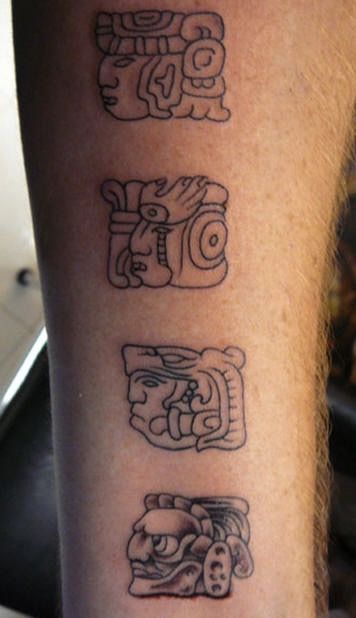 Small Aztec Tattoo, Aztec Glyphs, Mayan Tattoo Designs, Aztec Drawing, Mother And Son Tattoo, Mexico Tattoo, Jaguar Tattoo, Mayan Tattoos, Aztec Symbols