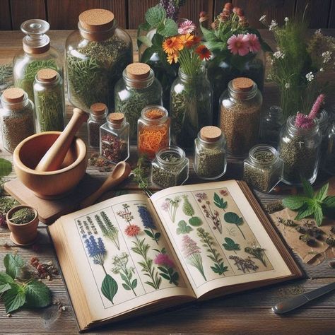 Green Witch Interior Design, Dried Herbs Aesthetic, Fantasy Herbalist, Herb Aesthetic, Herbology Aesthetic, Herbs Aesthetic, Herbalist Aesthetic, Herbalist Shop, Green Witch Aesthetic