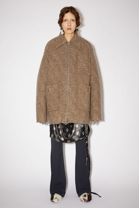 Collarless Coat, Zip Coat, Outwear Women, Blazer Jeans, Faux Suede Jacket, Brown Suede Jacket, 가을 패션, Arm Sleeve, Casual Coat