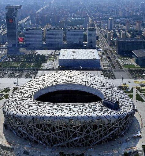 Beijing National Stadium in China 🇨🇳 Venue for the 2008 Olympics. Beijing National Stadium, Temple Of Heaven, Beijing Olympics, Olympic Park, Olympic Stadium, National Stadium, Nice Places, Beijing China, Great Wall