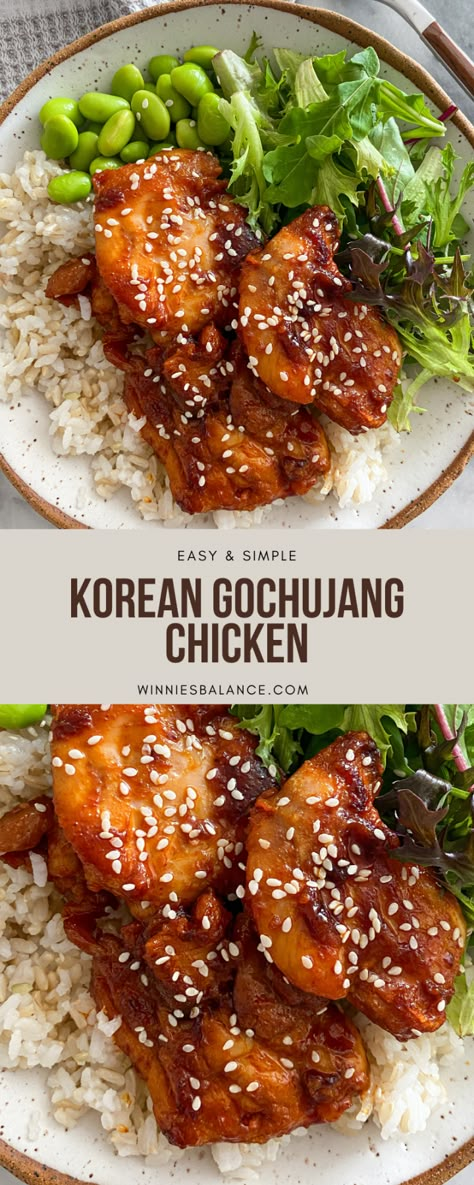 Gochujang Baked Chicken, Paleo Korean Chicken, Gogugang Chicken, Gojuchang Recipe Chicken, Gojuchang Chicken Marinade, Recipes With Gojuchang, Crockpot Korean Chicken, Korean Chicken Recipe Healthy, Gojujang Chicken