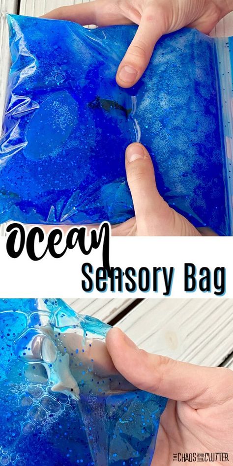 Bring the ocean home with this ocean sensory bag. Easy to make and lots of squishy fun. #sensorybag #sensoryplay Sensory Bag Recipe, Under The Sea Sensory Bags, Ocean Sensory Bags, Fish Sensory Bin, Under The Sea Activities For Kids, Sensory Activities For Adults, Pirate Vbs, Slime Projects, Water Activities For Kids