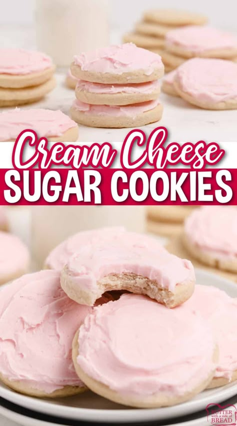 Sugar Cookie Recipe With Cream Cheese, Simple Buttercream Frosting, Sugar Cookies With Cream Cheese, The Best Sugar Cookie Recipe, Cream Cheese Sugar Cookies, Best Sugar Cookie, Sugar Cookie Recipe Easy, Dinner Party Dishes, Basic Cookies