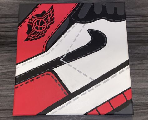 Shoe Painting Ideas On Canvas Jordans, Air Jordan Painting Canvas, Jordan Painting Ideas, Sneakers Painting Ideas On Canvas, Jordan Shoes Painting Canvas, Jordan 1 Painting Canvas, Nike Shoes Painting Canvas, Jordan Painting Canvases, Jordan Shoe Painting On Canvas