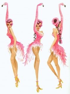 flamingo bird costume - ist mir aber ein bisschen was zu sexy... Flamingo Costume, Flamingo Fashion, Costume Design Sketch, Bird Costume, Drawing Hair, Circus Costume, Dancers Outfit, Flamingo Bird, Country Wedding Dresses