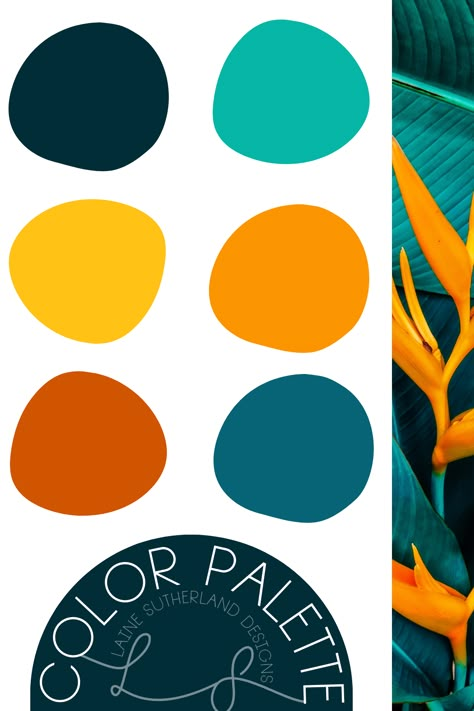 Tropical Paint Colors Colour Palettes, Blue Green Grey Orange Color Palette, Tropical Blue Color Palette, Tropical Tones Colour Palettes, Caribbean Color Palette Inspiration, Tropical Party Color Palette, Tropical Color Pallette, Tropical Pallet Colour Palettes, Havana Nights Color Palette