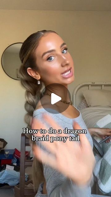 Dragon Plait Hair, Low Ponytail Front View, Hairstyles Dragon Braid, How Do You Do A Dragon Braid, Fun Pony Tailed Hairstyle, Braids For Thick Hair Easy, Cute Ponies Hairstyles, High Pony Plait, Dragon Braids Hairstyles