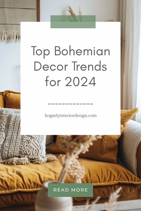 This pin showcases the latest Bohemian decor trends for 2024, featuring tips on macramé, unique prints, and vintage accents. Ideal for homeowners wanting a comfortable and chic aesthetic. Rustic Boho Living Room Decor Vintage, Unique Boho Decor, Bohemian Cottage Decor, Modern Boho Home Inspiration, 70s Boho Living Room, Boho Eclectic Living Room Ideas, Boho Interior Design Bohemian Homes, How To Decorate Boho Style, Boho House Aesthetic