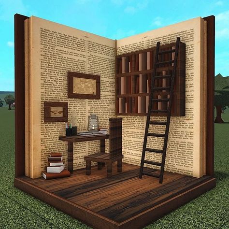 Bloxburg Hall Decorations, Small Detailed House Bloxburg, Bloxburg Unique Houses, Bloxburg Rustic House Ideas, Bloxburg House Layouts Vintage, Cute Ideas For Bloxburg Houses, Bloxburg Cottage Core House Layout, Bloxburg Bookcase Ideas, Small Cabin Bloxburg