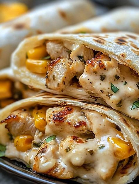 via @thenandnowspace Crockpot Chicken Wraps, Chicken Cheese Wrap, Crunchy Chicken Wraps, Pulled Chicken Burritos, Crispy Chicken Ranch Wraps, Barbecue Chicken Wrap, Chicken Breast Breakfast Ideas, Freezable Wraps, Crispy Chicken Wrap Recipes