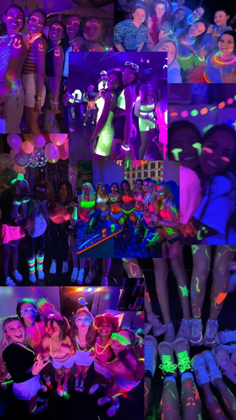 Neon Pool Parties, Sixteen Birthday Party Ideas, 14th Birthday Party Ideas, 15th Birthday Party Ideas, Birthday Sleepover Ideas, Neon Birthday Party, Glow Birthday Party, Sweet Sixteen Birthday Party Ideas, Disco Birthday Party