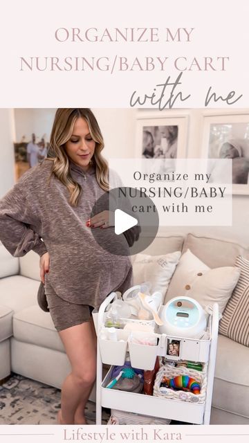 Kara Bruchal on Instagram: "Organize my nursing/baby cart with me at 38 weeks pregnant as a 3rd time mama! I’m keeping care minimum in my cart I’ve done this before so this is pretty much the setup i did last time! I do have a little zip pouch with some baby essentials like booger sucker, sucker bulb and more pacifiers. ✨Comment “ncart38” for a direct link sent to your dm to my cart & bins! *keep in mind I review pumps so I typically keep more of a variety in my cart it’s definitely not needed!* One thing I did do different this time around since I have to very active toddlers and one being a 1 year old, was to add a fun basket of little toys but also let them explore the cart a little bit, I find it better to show them they can be helpful when it comes to new sibling! Also these cute ma Under Bassinet Organization, Nursing Utility Cart, Nursery Utility Cart Organization, Pumping Station Cart, Nursery Caddy Cart, Bedside Nursing Cart, Baby Trolley Organiser, Cart For Baby Supplies, Rolling Cart Organization Baby