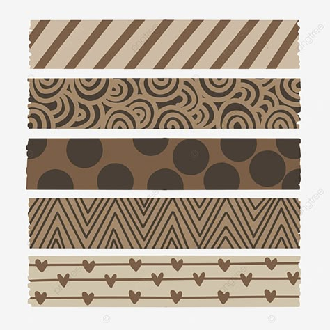 Washi Tape Patterns Free Printable, Journaling Stickers Free Printable, Brown Washi Tape Printable, Brown Printable Stickers, Brown Tape Aesthetic, Brown Journal Stickers, Aesthetic Tape Sticker, Brown Journal Aesthetic, Printable Washi Tape Free